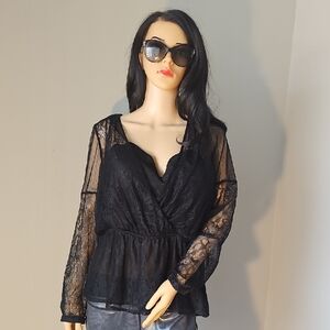 Express Black Sheer Lace Blouse